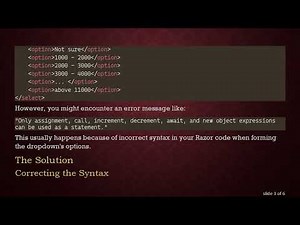 How to Implement a for Loop Inside a Dropdown List in Razor View