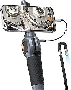 Teslong Two-Way Articulating Borescope with Light, USB-C Endoscope Camera for Automotive Mechanics, 5FT Flexible Fiber Optic Snake Inspection Camera Scope, Compatible with iPhone 15/16 and Android