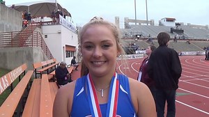 Good to meet Riley Floerke here at the UIL Texas state meet after she won the 5A pole vault with 13 feet. She had three attempts (first one quite close) at a PR 13-9.25. The Gregory-Portland TX senior still had the long and triple jumps to go! | National Scholastic Athletics Foundation | Facebook