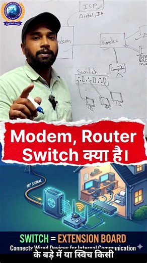 Modem, Router aur Switch में क्या अंतर है? 🤔 #Shorts #Computer #trending | Modern Delhi Infotech