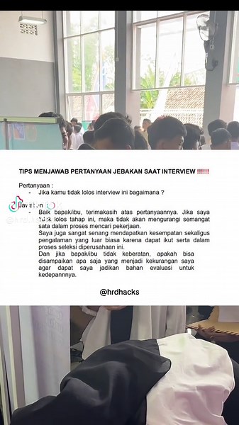 Salah satu pertanyaan jebakan yang sering di tanyakan saat interview Siapa nih yang pernah dapat pertanyaan seperti itu ??? #interview #tipsinterviewkerja #wawancara #tipskerja #tipsinterview @Intan_Sogehbareng