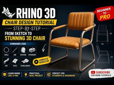 Rhino 3D Chair Design Tutorial Crv2View, ExtrudeSrf, Pipe Explained