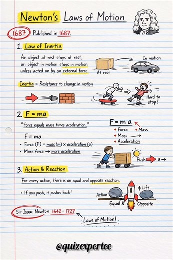 📘✨ Newton’s Laws of Motion – Handwritten Notes Explained! ✨📘