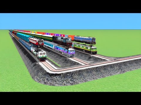 IMPOSSIBLE SIX TRAIN ON TOP THREE TRAIN CROS 😱U TURN ZIG ZAG TRACKS RAILWORK BEANG DRIVE