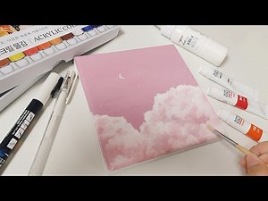 아크릴 물감으로 핑크 구름 그리기, Draw pink clouds with acrylic paint