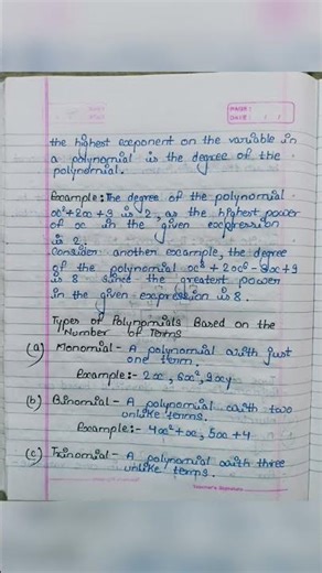 Class-10: POLYNOMIAL NOTES ;Part: 01