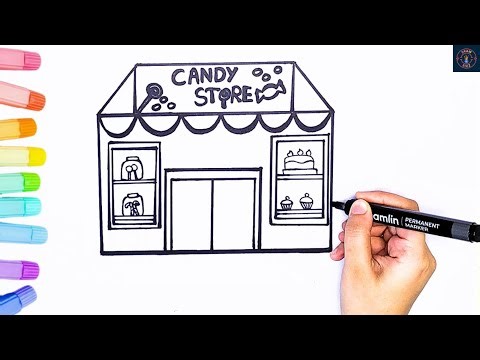 How To Draw a candy shop | Easy Step By Step Tutoria