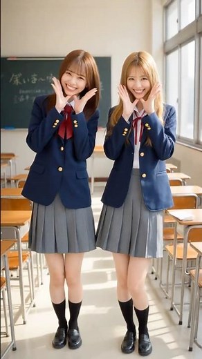 教室で照れまくり💕 ブレザー女子高生の可愛すぎシンクロダンス #ai生成 #grokimagine