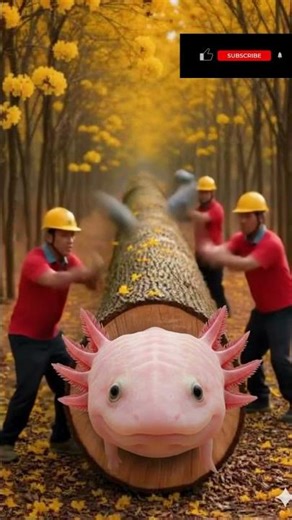 Rare Axolotl Rescued from giant log #shorts #animals #axolotl #10million