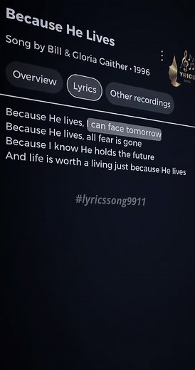 Because He Lives Lyrics & Music - Official Audio