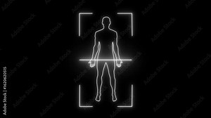 Medical scan patient organism with x-ray MRI diagnostic 4k footage with alpha channel. Human body scan glowing light effects for medical. scanner, tac, technology medical.
