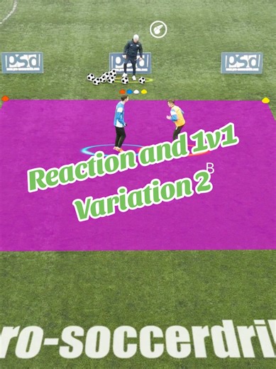 Reaction and 1v1 drill Variation 2 #soccerdrills #soccertraining #1vs1 #1vs1challenge