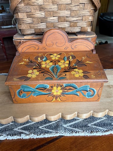 Vintage Norwegian Folk Art Rosemaled-style Box - Etsy