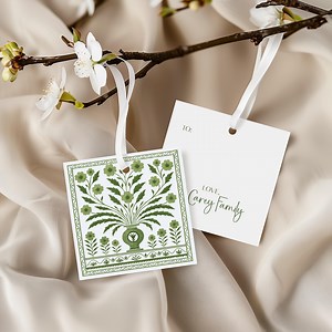 Green & White Floral Gift Tags, Custom Chinoiserie Flower Tags, Personalized Everyday Beautiful Gift Tags, Painted Grandmillenial Gift Tags - Etsy