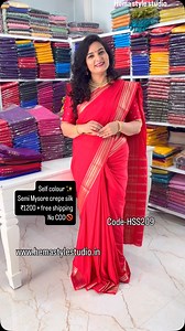 Hema Style Studio on Instagram: "SUPERHIT! Discover our Beautiful Semi Mysore Crepe Sarees, available in trendy self colors. Each saree features a stunning 5-inch golden ivory jari border and elegant chit pallu. Don’t miss out on this incredible offer, get yours for just ₹1200, with free shipping included! This is a limited-time offer, so hurry and place your order on our website www.hemastylestudio.in. ✨ Price: ₹1200/- (Including GST and Shipping) ✨ Saree code: HSS108 ✨ Blouse code: HSSB6 (₹899