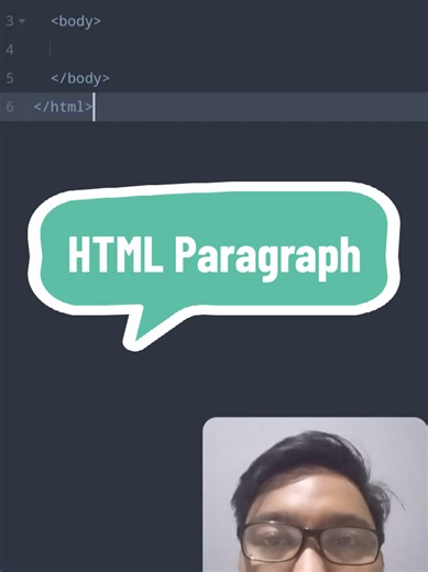 Tutorial HTML Bagian 3 : HTML Paragraf Baru belajar HTML? Yuk kenalan sama tag paling basic: ! Tag ini dipakai buat bikin paragraf di website. Simpel tapi penting banget buat ngerapiin konten! #html #webdevelopment #belajarkoding #codingpemula #filesop #sopyan92