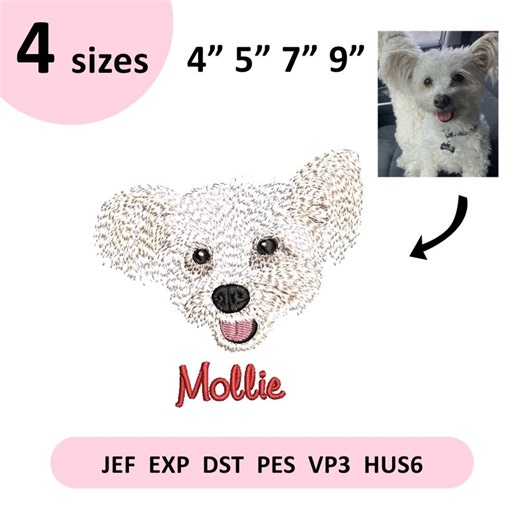 Custom Pet Embroidery With Name, Personalized Dog Embroidery File, Pet Portrait Embroidery From Photo, Dog Embroidery Digitizing, Design Pet - Etsy