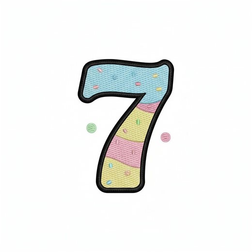 Birthday Number 7 Embroidery Design, Pastel Applique (digital Download) - Etsy