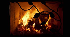 Download Fire flames in fireplace background for free