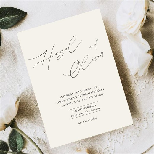 Editable Wedding Invitations Template, Modern Minimalist Reception Card, Instant Download - Etsy