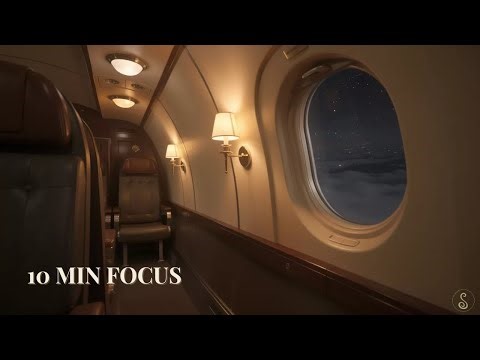 Night Flight | 10 Minute Focus Timer (No Music, Airplane Hum)