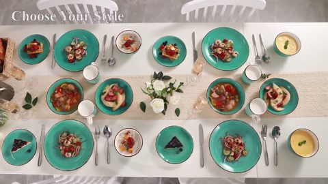 vancasso, Series Bella, 16 Pcs Stoneware Dinnerware Set, Blue Dinner Set, Service for 4