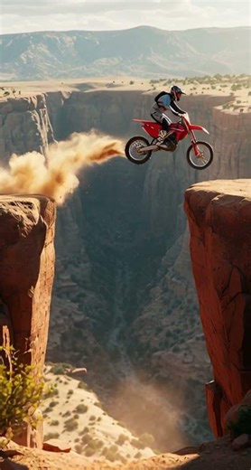 Epic Motocross Cliff Jump 🏍️💨 | Dirt Bike Flying Over Canyon #shorts