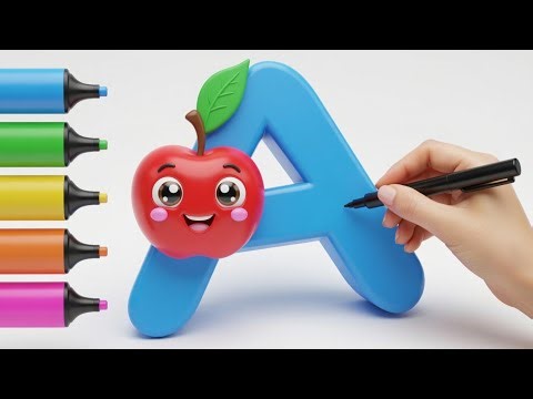 How to Draw Apple with Alphabat A Drawing| Step by step learning tutorial kids phonic