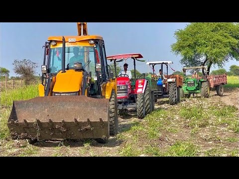 New Jcb 3dx Backhoe Machine Loading Red Mud In Mahindra and Swarai Tractor|Jcb and TractorCartoon 😍