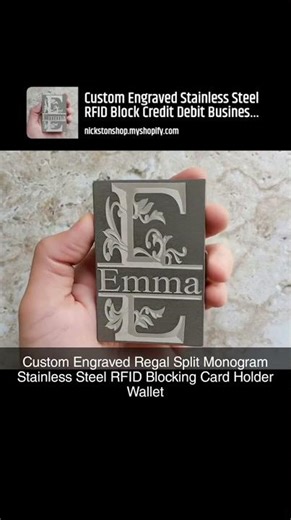 Custom Engraved Regal Split Monogram Stainless Steel Card Holder Wallet #wallet #cardholder #gift