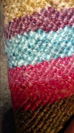 Home Spun Yarn made into latch hook rug.