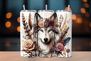 Native American Wolf: Cute Wolf; Design 20oz Straight Sublimation Tumbler Wrap Unique Design Digital Download PNG - Etsy