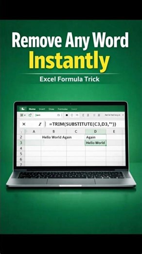 💥Remove Any Word in Excel Fast! | Excel Trick #excel #exceltips #formula