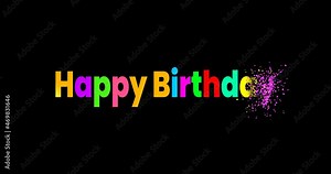 Happy Birthday Text Reveal Animation with Particle Color. Beautiful Animated for Celebration, Anniversary, Message, Good Wishes, and Festival.