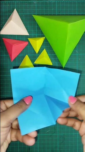 3D paper triangle || paper craft || how to make a paper pyramid || #shorts
