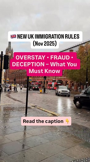 🇬🇧 NEW UK IMMIGRATION RULES (Nov 2025) OVERSTAY • FRAUD • DECEPTION – What You Must Know The UK has introduced stricter “Part Suitability” rules affecting all major visa routes, including Family, Work, Study, and Visit visas. 🔴 1. OVERSTAYING – NOW STRICTER Overstaying your visa is a serious breach. Under the new rules: • Even short overstays can lead to mandatory refusal. • Only limited “disregard” exceptions apply: • Up to 30 days (if overstay began after 6 April 2017) • Up to 90 days (if o
