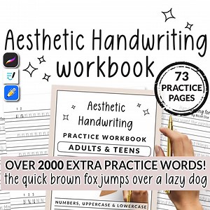73 Page Aesthetic Hand Writing Practice Workbook Sheet Printable Guide Beginner Student Help Easy Alphabet Template Lettering Typography - Etsy