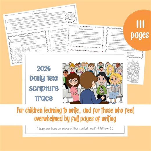 JW Kids 2026 Daily Text Scripture Trace | Bible Writing Practice | One Verse per Day Printable - Etsy