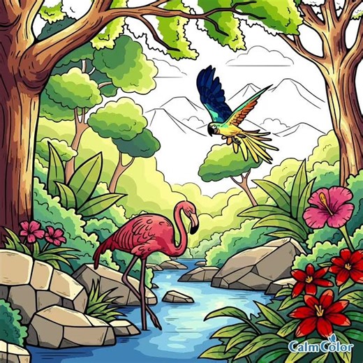 Vibrant Parrot & Saras: Digital Art Showcase 🎨🐦