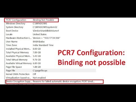 Device encryption support failed /PCR7 binding is not supported in HP Pavilion