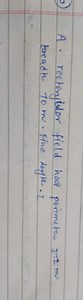A rectangular field has perimeter 372 m and breadth 70 m. Find ... | Filo