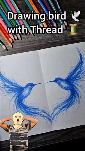 Bird Drawing Using Thread 🐦 | Amazing Thread Art✨ #shorts #drawing #art #viral #diy