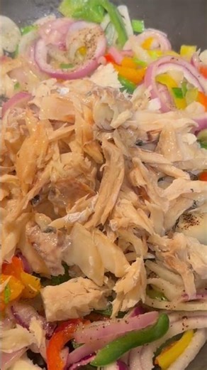 Salted cod fish w/onions, tomatoes and peppers