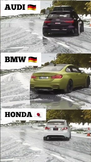 تشغيل نظام ABS بي ام دبليو ضد أودي ضد هوندا - اختبار الكبح على الطرق المبتلة