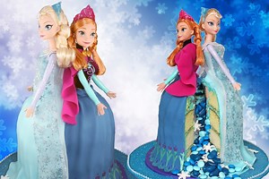 Elsa and Anna Frozen Princess Cake