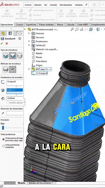 Un seguidor nos preguntó cómo grabar texto sobre una superficie curva en SolidWorks... 👀 Y la respuesta es más sencilla de lo que parece 😳⚙️ En este video te muestro cómo colocar texto sobre superficies curvas o complejas para personalizar tus diseños de forma profesional 🔥 Ideal para nombres, logotipos, códigos de pieza y mucho más 🚀 Guárdalo porque seguro lo necesitarás en algún proyecto 👇 #solidworks #modelado3d #ingenieriamecanica #cad #cursosolidworks