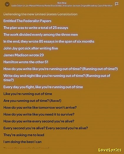 Non - Stop - Original Broadway Cast of Hamilton