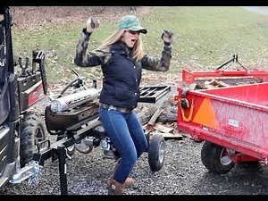 #321 She's A WORKER! SPLITTING FIREWOOD, Melissa's First Solo Video!