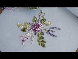 Brazilian Embroidery Violet Flower Fantasy Dimensional stitches