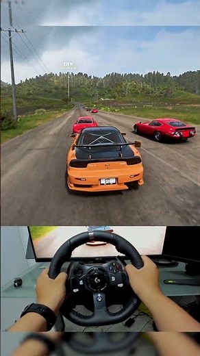 FULL SPEED DOWNHILL 😱🔥 RX-7 GOES CRAZY (FH5 4K Logitech G920)